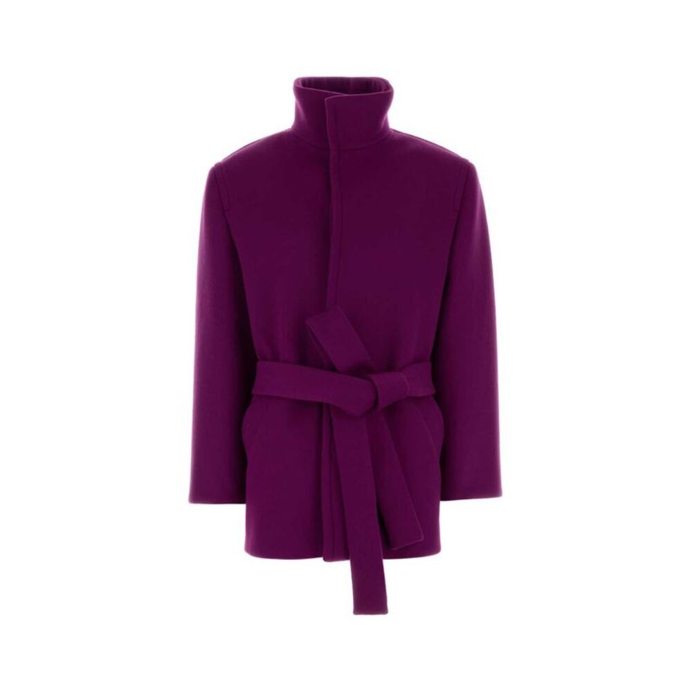Saint Laurent Women Tyrian Purple Wool Coat